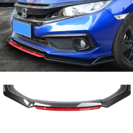 For 2013-2021 Honda Civic Sedan Hatchback Front Bumper Lip Spoiler Black+Red